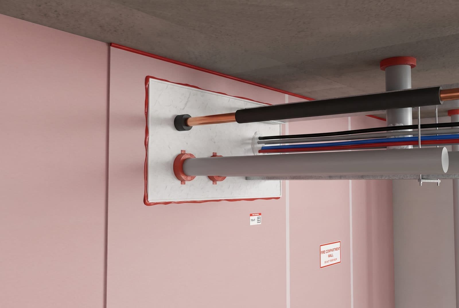 Illustrative render: Fire Stopping & Penetration Sealing